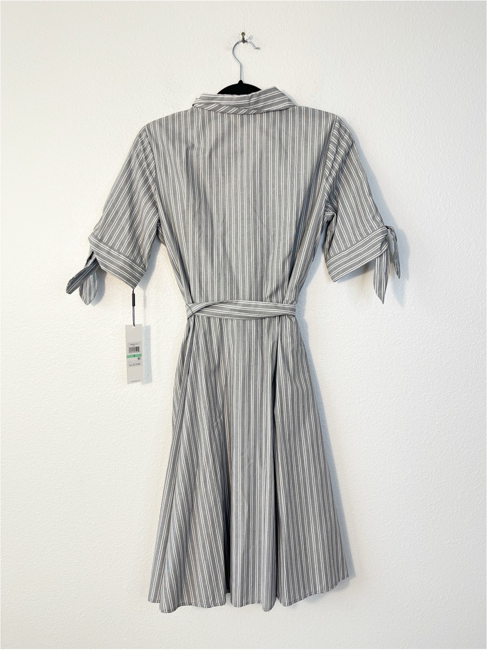 Calvin Klein Button Front Short Sleeve Bow Shirt Dress Size 8 NEW - Picture 2 of 9